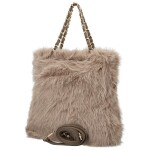 Módní dámská plyšová kabelka do ruky Lilith, khaki