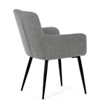 Židle jídelní, světle šedá látka, černý kov