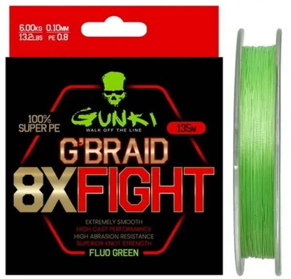 Gunki Šňůra G Braid 8X Fight (Pe0,8) 135m 0,10mm 6kg (68925)
