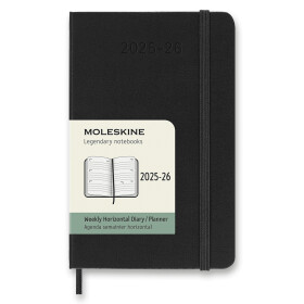18měsíční diář Moleskine 2025-26 - tvrdé desky - S, týdenní, horizontální, černý