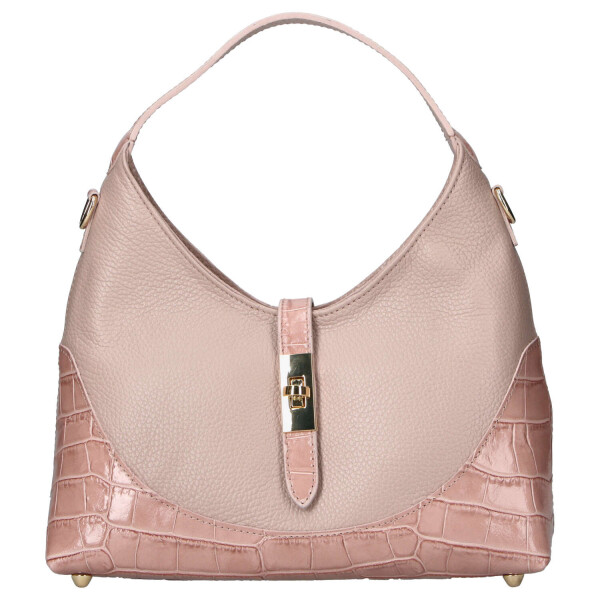 Luxusní dámská kožená kabelka do ruky Elizaveta, růžová