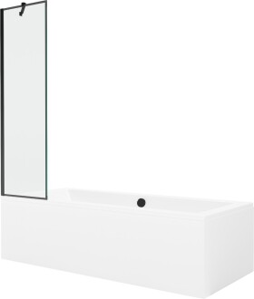 MEXEN/S - Cube obdélníková vana 180 x 80 cm s panelem + vanová zástěna 50 cm, černá vzor 550518080X9505007070