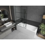 MEXEN/S - Next L vanová zástěna FIX 100 x 150, černá vzor, grafit kartáčovaná 895-100-000-03-77-66