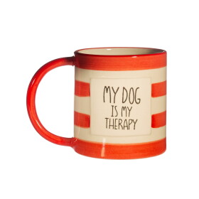 Sass & belle Keramický hrnek Dog Therapy 300 ml, červená barva, porcelán