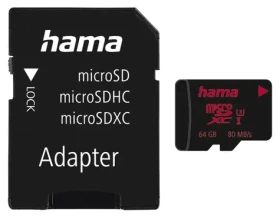 Hama microSDXC 64 GB / Paměťová karta / UHS Speed Class 3 / UHS-I / 80 MB/s / +adaptér