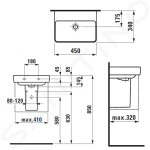 Laufen - Pro S Umývátko, 450x340 mm, bez otvoru pro baterii, bílá H8159610001091