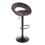 Židle barová, hnědá sametová látka, černá podnož