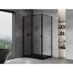 MEXEN/S - Mist-F sprchový kout skládací dveře levá 120 x 70, černá okraj, černá 8A6T-120-070-70-70-L