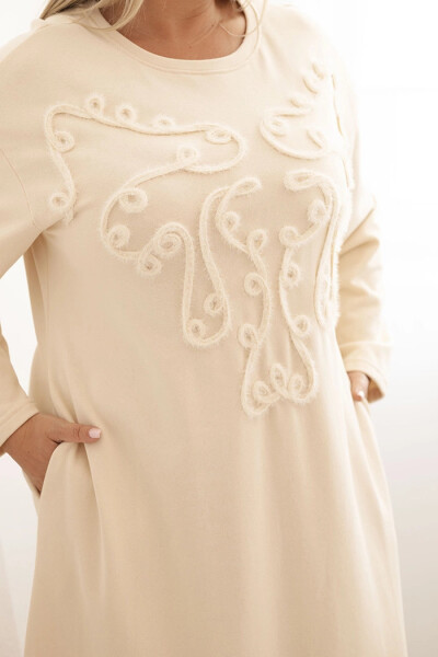 Dámská plus size šaty s výšivkou bavlněná béžová UNI