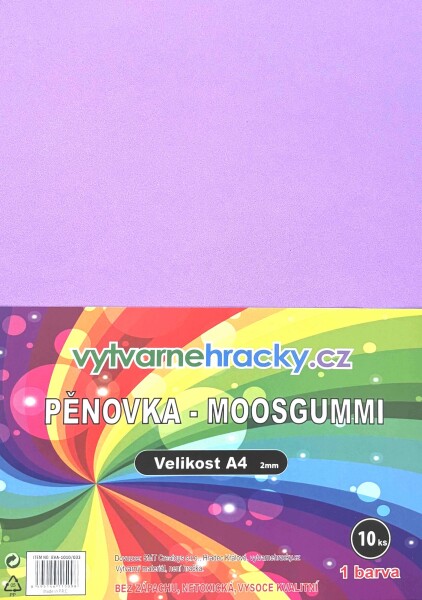 Pěnovka A4, tl. ca 2mm - světle fialová, 10ks