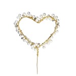 Dortisimo Zápich do dortu zlatý Srdce s bílými perlami