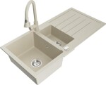 MEXEN - Andres granitový dřez s odkapávačem včetně baterie Elia, béžová 6515-69-670101-69