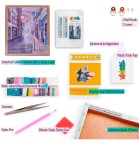 Antistresové omalovánky TSvetnoy TSvetnoy, LG086e, Diamond painting - diamantové malování, 40 x 50 cm, Snová ulice