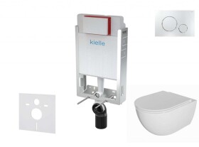 Kielle - Genesis Set předstěnové instalace, klozetu Oudee, sedátka softclose a tlačítka Gemini II, lesklý chrom 30505SZ75