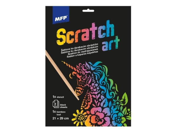 Škrabací obrázek šablona A4 Unicorn