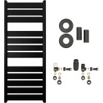 CERANO - Koupelnový radiátorový set Arturo - ústřední výtápění - boční připojení - 644W - černá matná - 1200x500 mm CER-663301