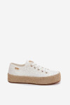 Krajkové tenisky espadrilky na platformě Lee Cooper LCW-26-31-4326 Bílé 41
