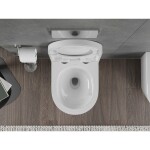 MEXEN/S - Rico Závěsná WC mísa Rimless Tornado včetně sedátka s slow, duroplast, bílá lesk 30720200T