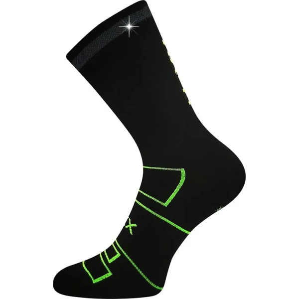 VOXX Ponožky sportovní REFLEXON s reflexním prvkem ČERNÉ s neon zelenou 43-46 125813
