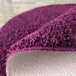 DumDekorace Kulatý huňatý koberec s vysokým vlasem v tmavě fialové barvě Šířka: 120 cm | Délka: 120 cm