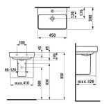 Laufen - Pro S Umývátko, 45x34 cm, 1 otvor pro baterii, bez přepadu, s LCC, bílá H8159614001561