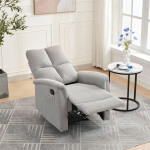 Relaxační křeslo, manuální ovládání, světle šedá látka