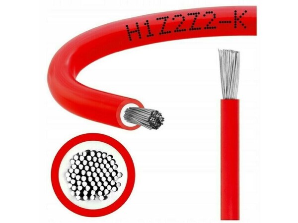 Solární kabel 10mm2, 1500V, červený, 500m
