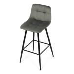 Židle barová, zelená látka, čtyřnohá kovová podnož, černý mat