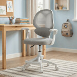 Dětská židle, výškově nastavitelná, šedá síťovina, KA-W8008 GREY