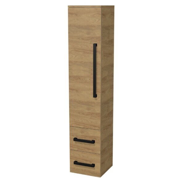 Koupelnová skříňka vysoká s černou úchytkou SAT Cube Way 35x163x33 cm dub Hickory mat CUBE3CV35DH CUBE3CV35DH