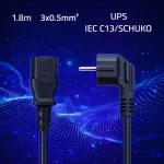 Napájecí kabel Schuko - IEC C13 90° / Napájecí kabel / CEE 7/7 (E/F) - IEC C13 / úhlový / měď Cu / 1,8 m (54617)