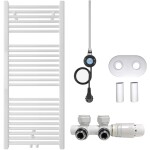 CERANO - Koupelnový radiátorový set Lincoln - kombinované výtápění, wifi tyč - středové připojení 50 mm - 300W - bílá lesklá - 1200x500 mm CER-663388
