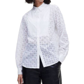 Karl Lagerfeld KL Monogram Lace Bib Shirt 220W1600