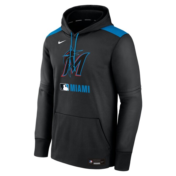 Nike Pánská mikina Miami Marlins MLB 2025 Authentic Performance Therma Hoodie Velikost: 3XL