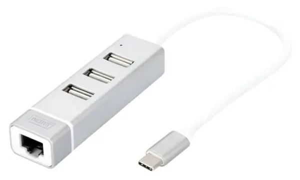 Digitus USB-C Hub / USB hub / 3 porty USB / Fast Ethernet LAN adaptér (DA-70253)