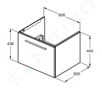 IDEAL STANDARD - i.Life B Umyvadlová skříňka 60x44x51 cm, 1 zásuvka, dub T5269NX