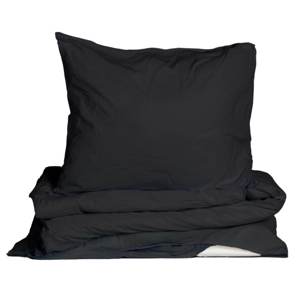 Storefactory Povlečení z organické bavlny Crinkle Phantom Black 150 × 210 cm, černá barva, textil
