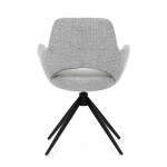 Židle jídelní, šedá látka, 360° vratný mechanismus, černý kov