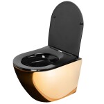 REA - Závěsná WC mísa včetně sedátka Carlo Flat Mini Zlatá/černá REA-C8990