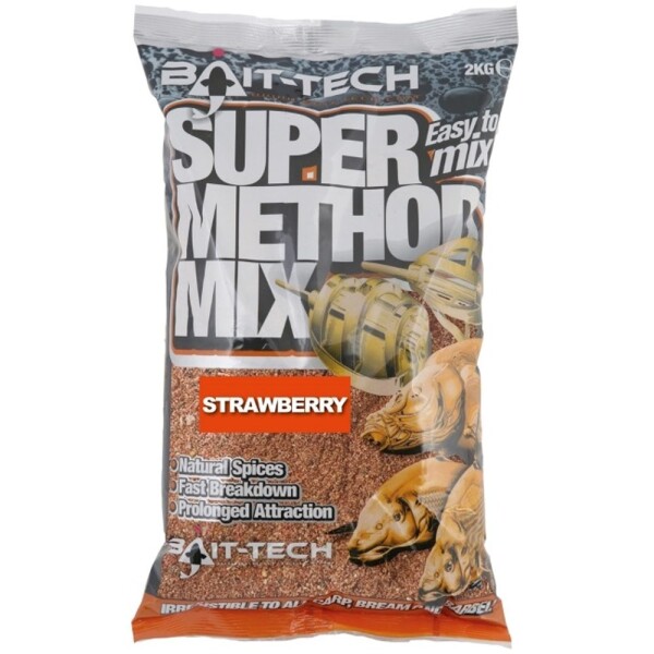 Bait-Tech Krmítková směs Super Method Mix Strawberry 2kg,Bait-Tech Krmítková směs Super Method Mix Strawberry 2kg