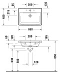 DURAVIT - D-Neo Umyvadlo 65x48 cm, bez otvoru pro baterii, bílá 2367650060