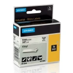 Dymo originální páska do tiskárny štítků 9mm x 5.5m / černý tisk / bílý podklad / RHINO vinylová profi D1 (18443-D)