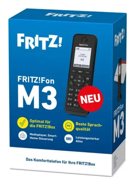 FRITZ!Fon M3 černá / DECT telefon / 1.8" displej / HD telefonie / záznamník (20003097)