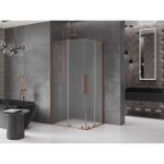 MEXEN/S - Velar L Duo sprchový kout, posuvné dveře 90 x 80, dekor, růžové zlato 871-090-080-02-33-60
