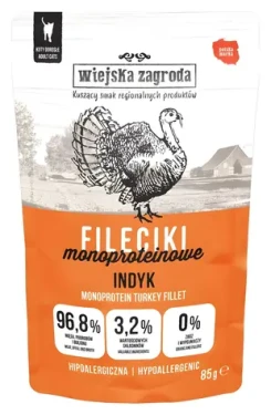 Wiejska Zagroda Monoprotein Turkey Fillets 85 g / Kapsičky pro kočky / Krůtí maso / Bezobilné / Pro dospělé