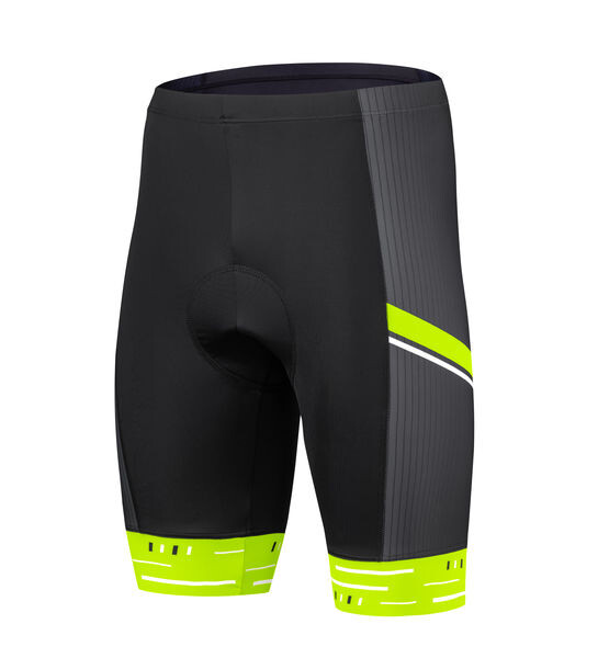 Pánské cyklistické kraťasy ETAPE RACING 2.0, černá/žlutá fluo (protiskluzové silikonové zakončení, velikost L)
