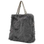 Módní dámská plyšová kabelka do ruky Lilith, šedá