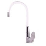 RAV Slezák - AMUR - Dřezová baterie s flexibilním ramínkem, Chrom/Bílá, 3,8" AM719.0/10B