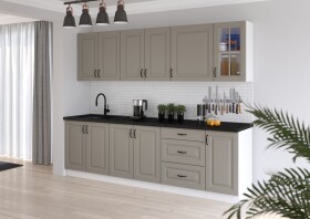 Kuchyňská linka 260 cm Stilo 3 Barva korpusu: Bílá, Barva dvířek: Clay Grey