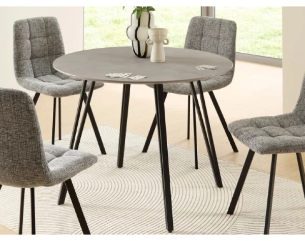 Kulatý jídelní stůl Floris 100 cm, imitace šedého kamene